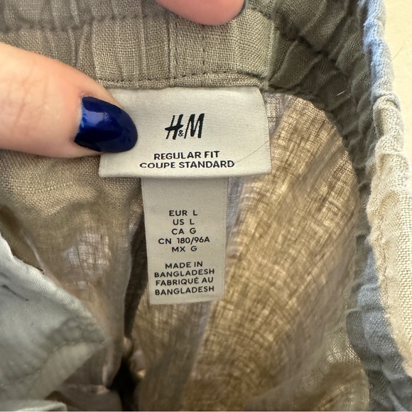 H&M Khaki Regular Linen Lounge Pants - Picture 5 of 6
